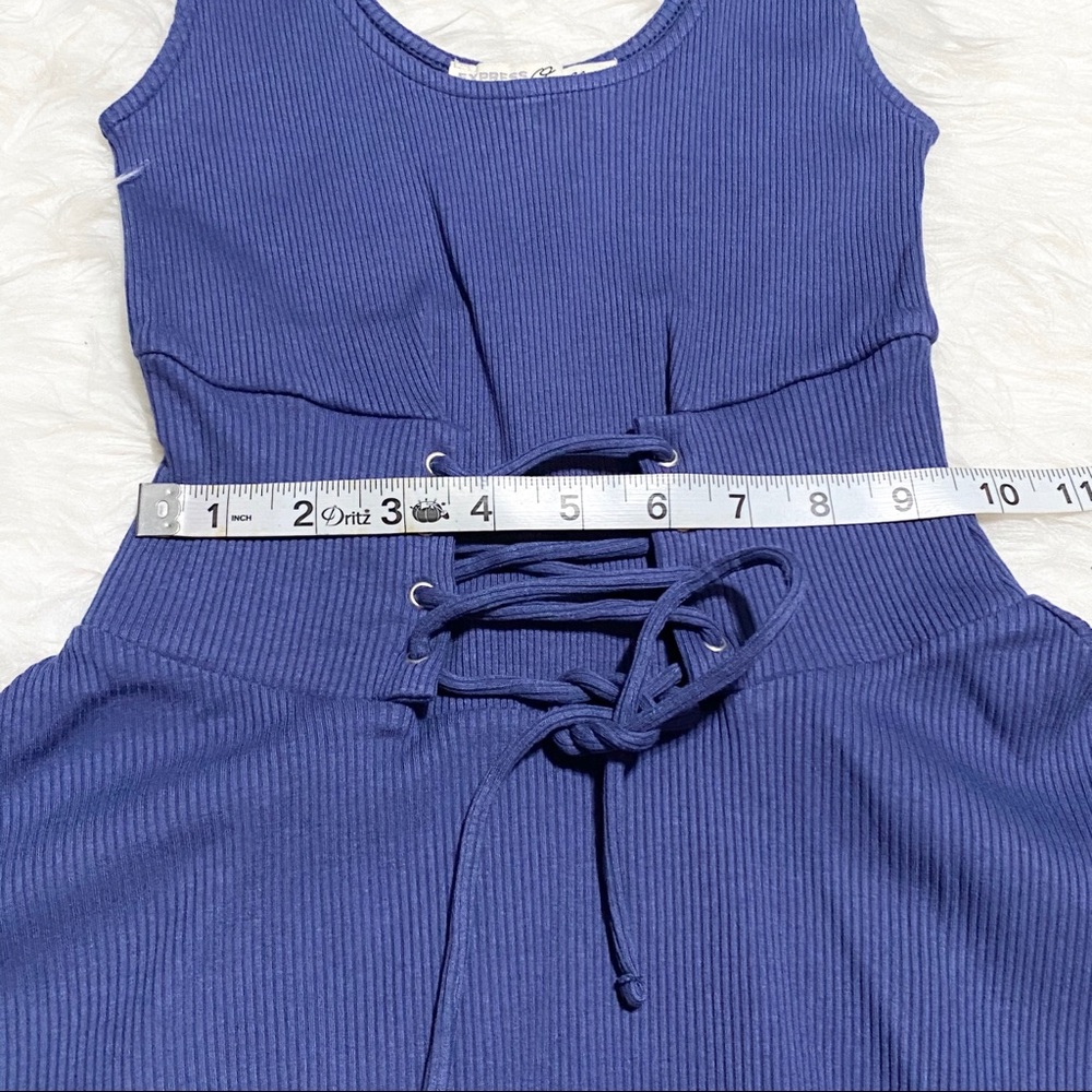 EXPRESS Blue Ribbed Tank Top - Picture 4 of 5